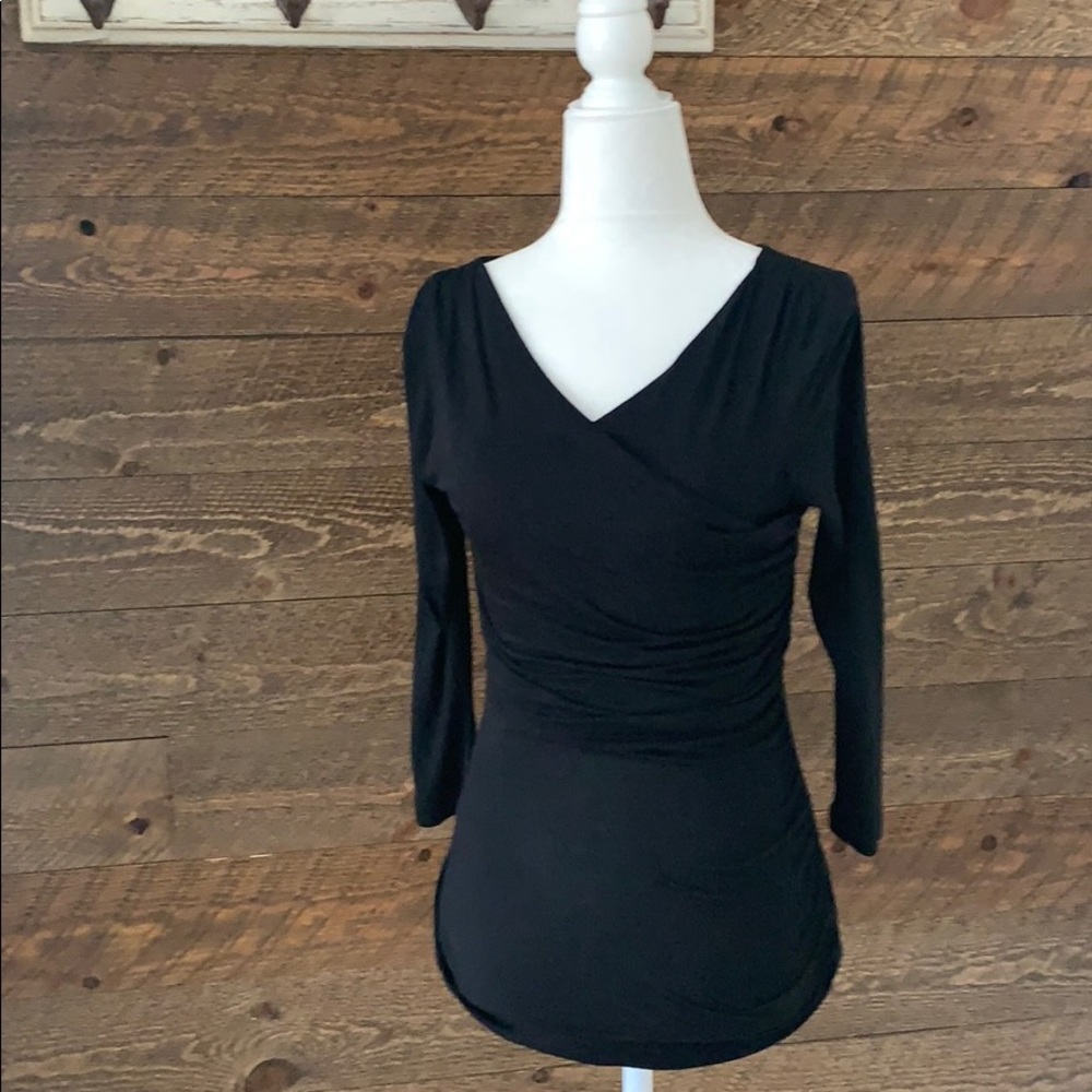 NWOT LK Bennett black shirred bodice top